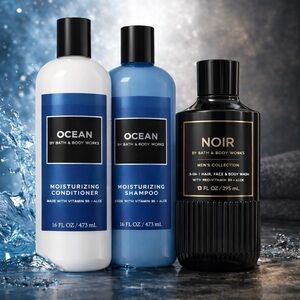 Bath & Body Works Ocean & Noir Moisturizing Shampoo &  Conditioner body wash set